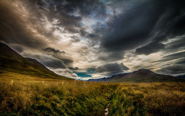 2200x1375 pix. Wallpaper clouds, mountains, sky, grass, Iceland, sunset, nature, landscape, field