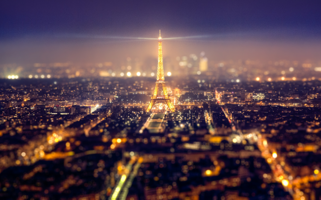 5300x3009 pix. Wallpaper Eiffel Tower, Paris, night, tilt shift, France, city