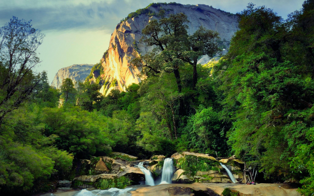 2100x1315 pix. Wallpaper waterfall, mountains, Chile, nature, landscape, forest, tree