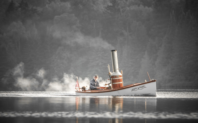 1920x1080 pix. Wallpaper water, boat, men, sailor, steamship, fog, lake, river