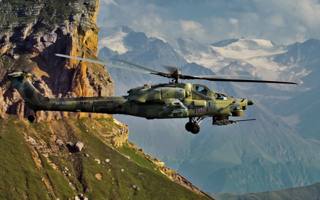 1920x948 pix. Wallpaper Mil, Mi-28, helicopters, military, Russian Air Force, mountains