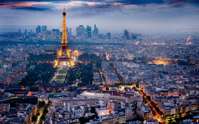 1920x1080 pix. Wallpaper Paris, Eiffel Tower, panorama, city, night, france