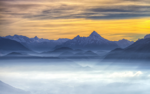 1920x1200 pix. Wallpaper nature, mist, sunrise, mountains