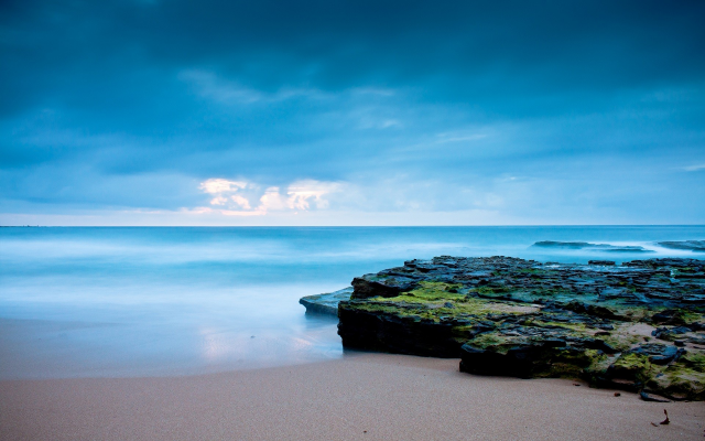1920x1200 pix. Wallpaper sea, beach, sand, rock, long exposure, nature