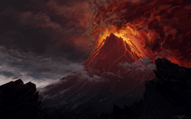 1920x1200 pix. Wallpaper mount doom, volcano, the lord of the rings, artwork, lava