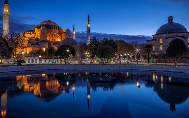 1920x1080 pix. Wallpaper sultan ahmed mosque, mosque, istanbul, turkey, city, reflection
