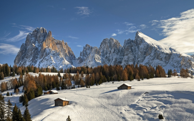 2560x1600 pix. Wallpaper winter, cabin, mountains, snow, tree, nature
