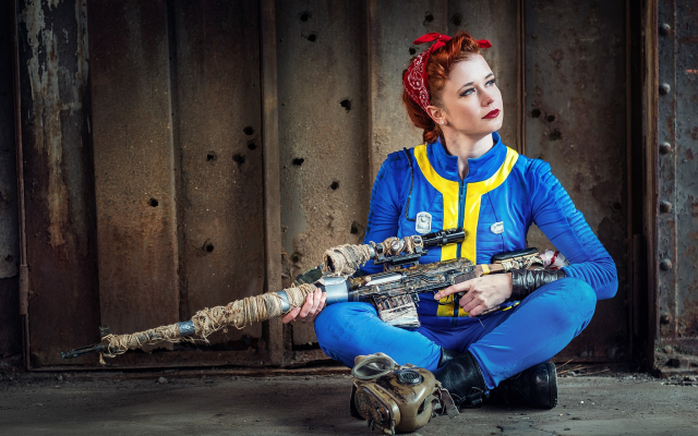 2048x1365 pix. Wallpaper women, redhead, cosplay, Fallout, Fallout 4, video games, rifles, sniper rifles, women with guns