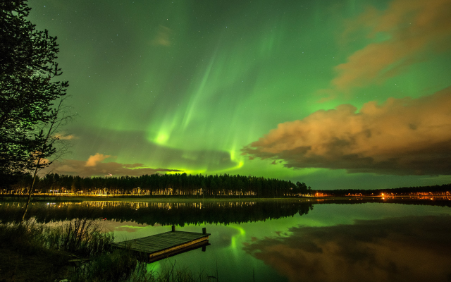 2560x1600 pix. Wallpaper northern lights, lulea, sweden, lake, aurora, nature, clouds, night, 
