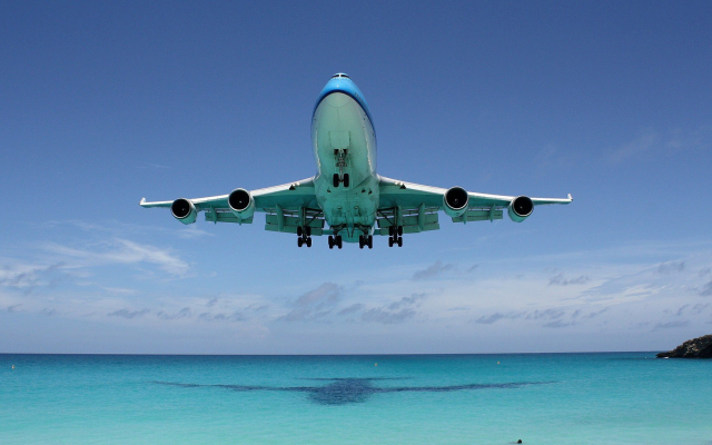 1920x1080 pix. Wallpaper boeing 747, boeing, ocean, aircraft, maho beach, saint martin