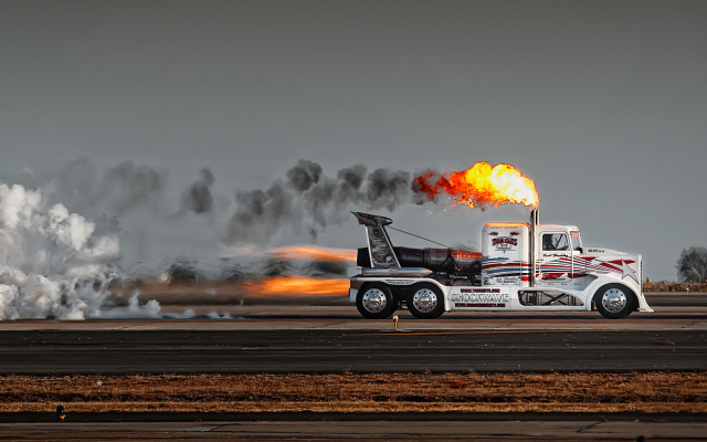 1920x1080 pix. Wallpaper jet truck, trucks, car, speed, smoke, fire, shockwave