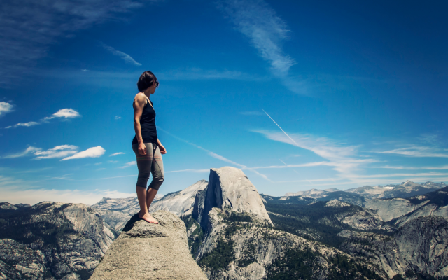 4212x2808 pix. Wallpaper yosemite national park, california, landscape, women, cliff, rocks