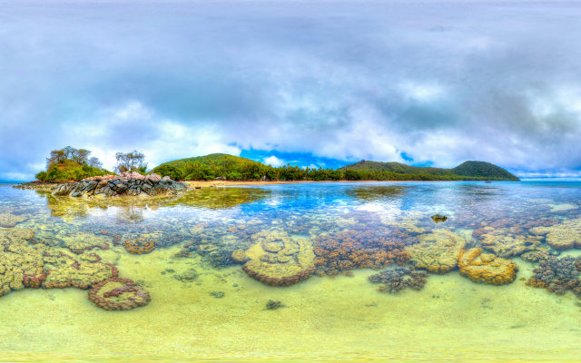 4000x2000 pix. Wallpaper coral, reef, naigani, island, sea, ocean, nature, fiji