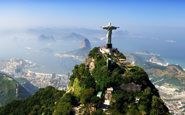 1920x1080 pix. Wallpaper rio de janeiro, brasil, statue, city, cityscape, architecture, birds eye view, building, rooftop