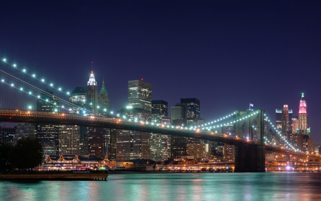 1920x1080 pix. Wallpaper brooklyn bridge, night, new york, usa, bridge, skyscrapers