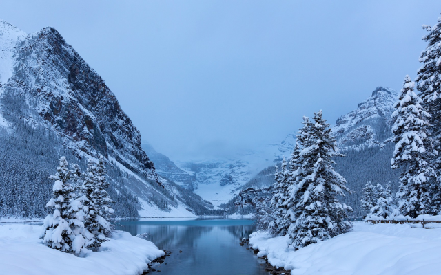 1920x1080 pix. Wallpaper lake louise, alberta, canada, winter, snow, nature, tree, mountains