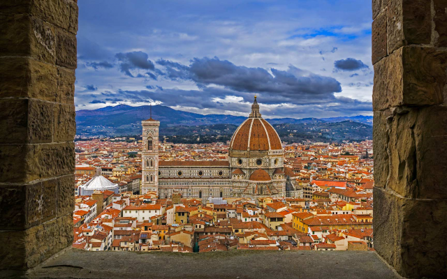 1920x1080 pix. Wallpaper florence, italy, architecture, city, brick, ancient, church, florence cathedral, palazzo vecchio