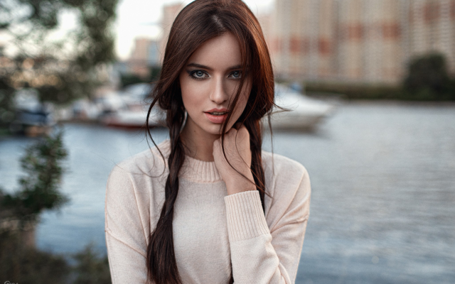 2048x1367 pix. Wallpaper women, model, portrait, face, Georgiy Chernyadyev, brunette