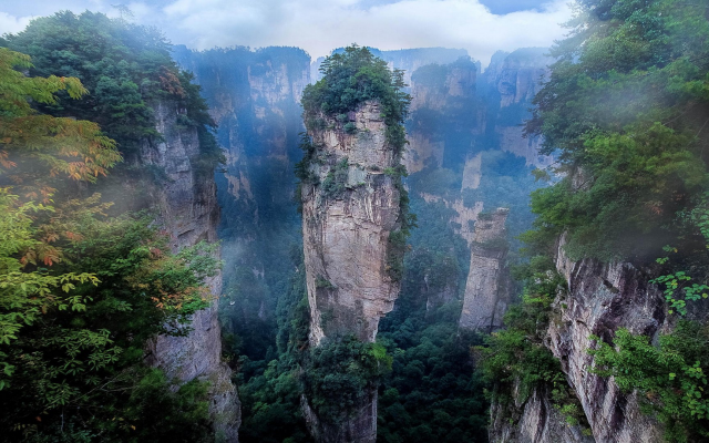 1920x1080 pix. Wallpaper zhangjiajie national forest park, nature, landscape, mist, fog, mountains, cliff, avatar, morning, c