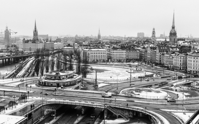 1906x1186 pix. Wallpaper stockholm, sweden, photography, urban, building, monochrome, cityscape, church, winter, ice, bridge