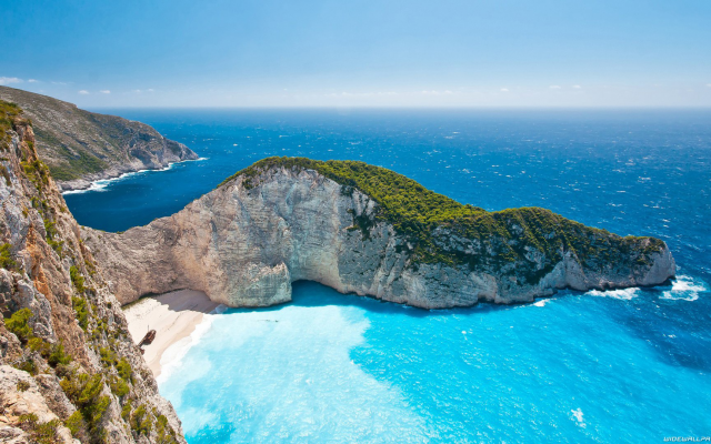 1920x1080 pix. Wallpaper zakynthos, beach, greece, nature, cliff, sea