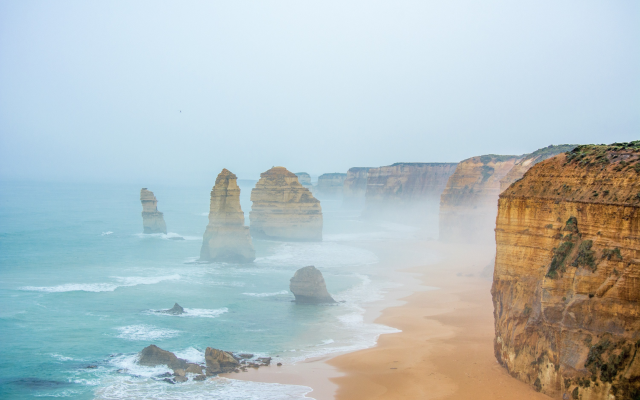 3000x2000 pix. Wallpaper the twelve apostles, victoria, australia, cliff, fog, mist, nature, ocean, beach