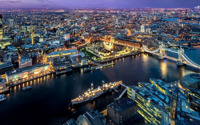 3440x1440 pix. Wallpaper london city, panorama, england, united kingdom, tiver, thames, ship, night, city lights