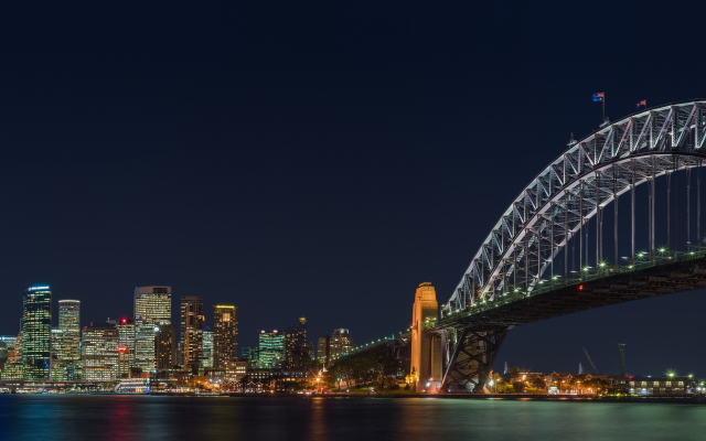 6880x2880 pix. Wallpaper sydney harbour bridge, sydney, australia, city, night, bridge