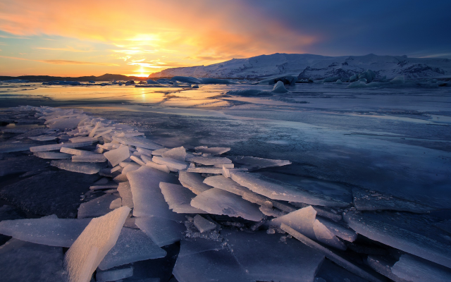 2048x1358 pix. Wallpaper ice, glacier, landscape, nature, iceland, sunrise