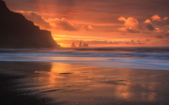 1920x1080 pix. Wallpaper sea, beach, ocean, clouds, sunset, waves, nature