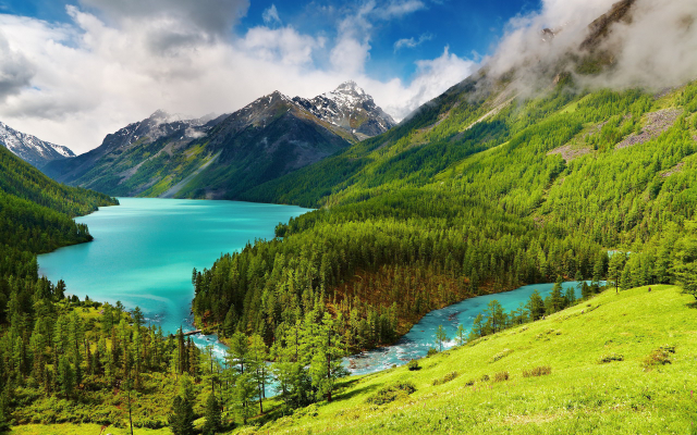 2560x1600 pix. Wallpaper mountain, trees, water, lake, landscape, nature