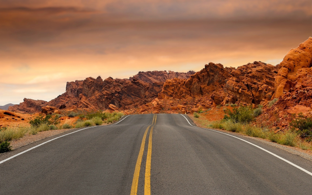 1920x1280 pix. Wallpaper nevada, highway, valley of fire, red rocks, red sky, nature