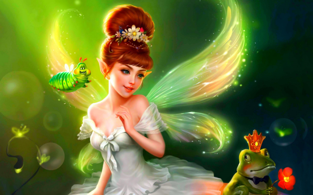 2560x1600 pix. Wallpaper fairy, pixie, pixy, fantasy, frog