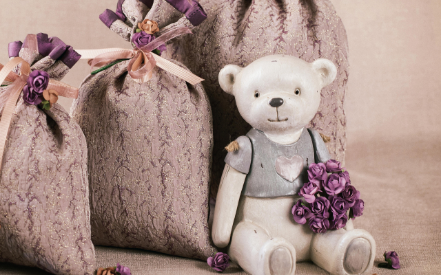 8000x5879 pix. Wallpaper teddy bear, flowers, petals, still life