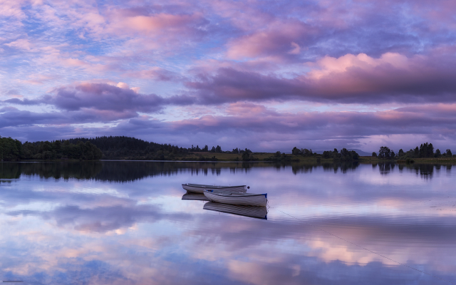 1920x1200 pix. Wallpaper sunset, river, boat, cloude, reflection, nature