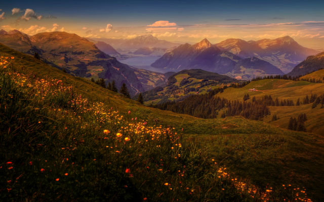 5616x3370 pix. Wallpaper mountains, meadow, landscape, switzerland, grass, nature