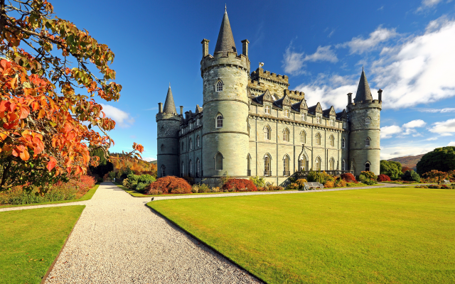 6750x4545 pix. Wallpaper inveraray castle, argyll, park, castle, autumn, grass, 