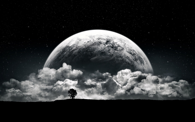 1920x1080 pix. Wallpaper planet, surreal, moon, clouds, graphics