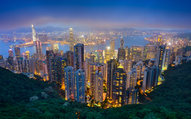 6000x4004 pix. Wallpaper hong kong, city, evening, bay, skyscrapers, victoria peak
