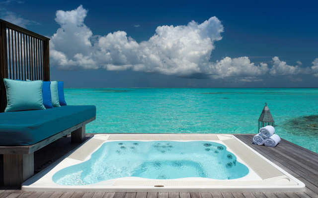 1920x1200 pix. Wallpaper cocoa island, hotel, maldives, resort, indian ocean, jacuzzi, clouds, water villa, conrad maldives, rangali island