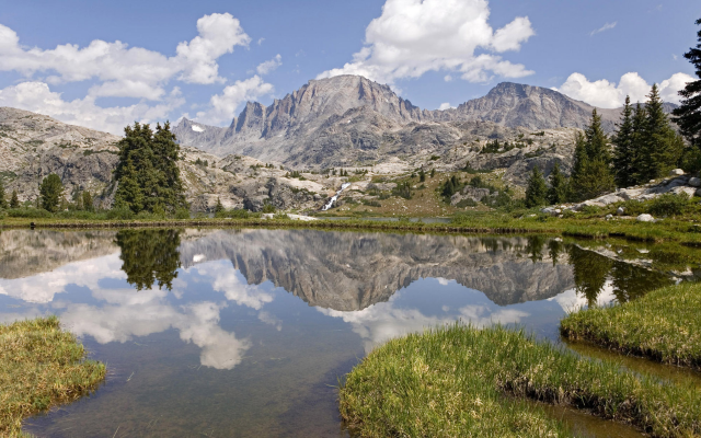 1920x1200 pix. Wallpaper water, mountains, clouds, reflection, lake