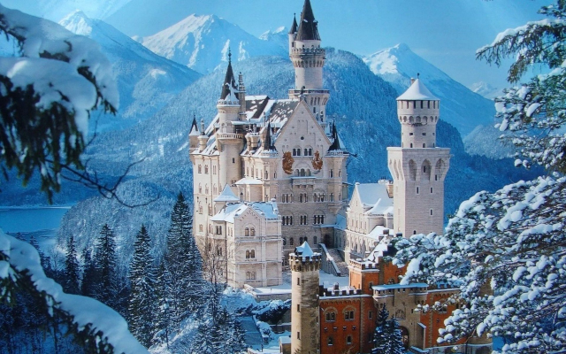 1920x1200 pix. Wallpaper neuschwanstein castle, winter, germany, snow, neuschwanstein, bavaria, castle, mountains, city