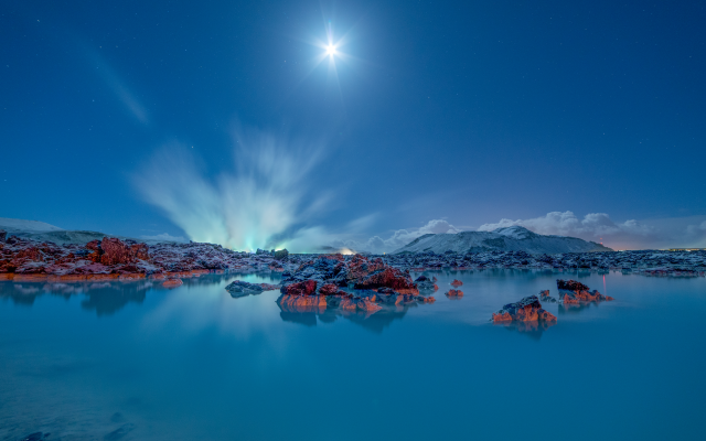 5812x3880 pix. Wallpaper iceland, blue lagoon, lake, grindavik, night, nature