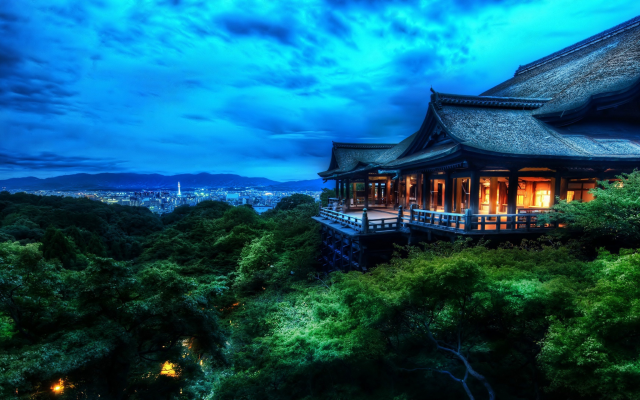 3840x2160 pix. Wallpaper kiyomizu-dera, buddhist temple, kyoto, japan, temple, hdr, city, forest, night, hdr