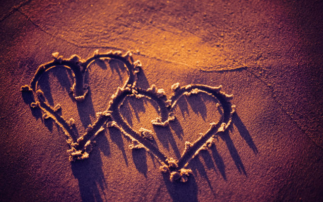 5600x3733 pix. Wallpaper heart, sand, paint, beach, love