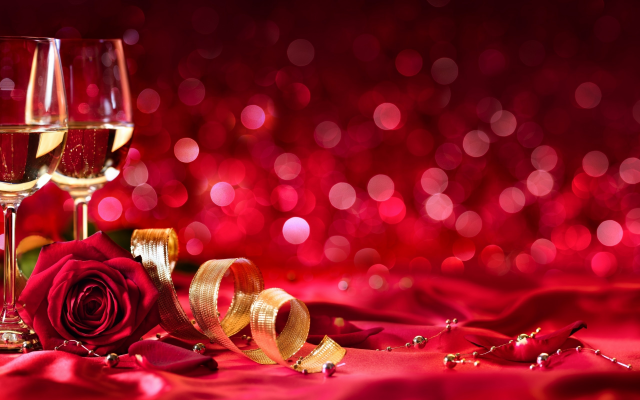 2560x1600 pix. Wallpaper ribbon, wine, rose, petals, champagne, buds, flowers, holidays