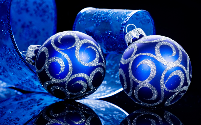 2048x1616 pix. Wallpaper christmas, holidays, new year, blue balls, ribbon