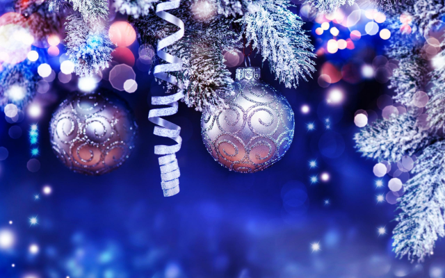 2560x1600 pix. Wallpaper christmas, elements, balls, tinsel, branches, new year, holidays