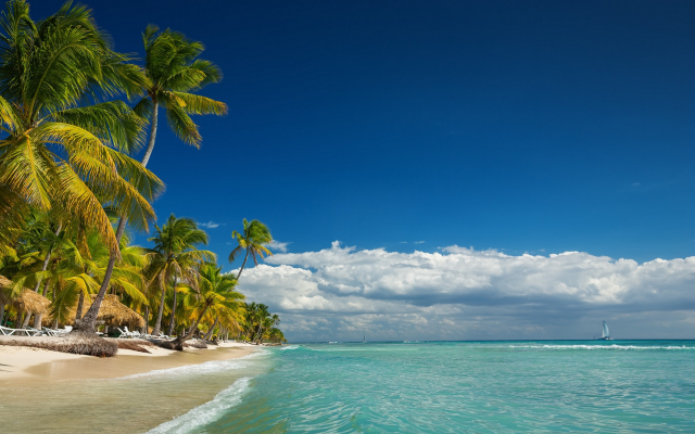 1920x1200 pix. Wallpaper landscape, nature, island, beach, palm trees, sea, summer, clouds, tropical, Vacations