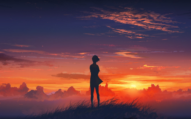 1920x1080 pix. Wallpaper anime, sunset, sunrise